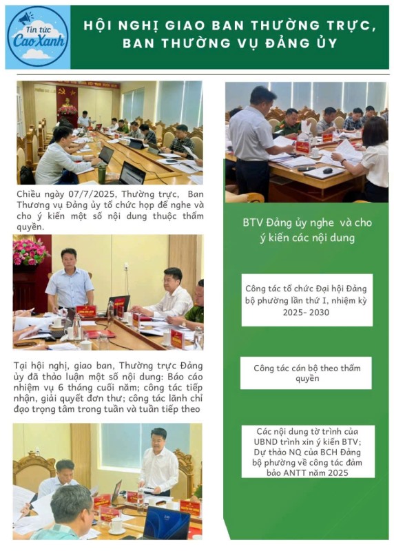 Hội nghị giao ban Thường trực, Ban thường vụ Đảng ủy