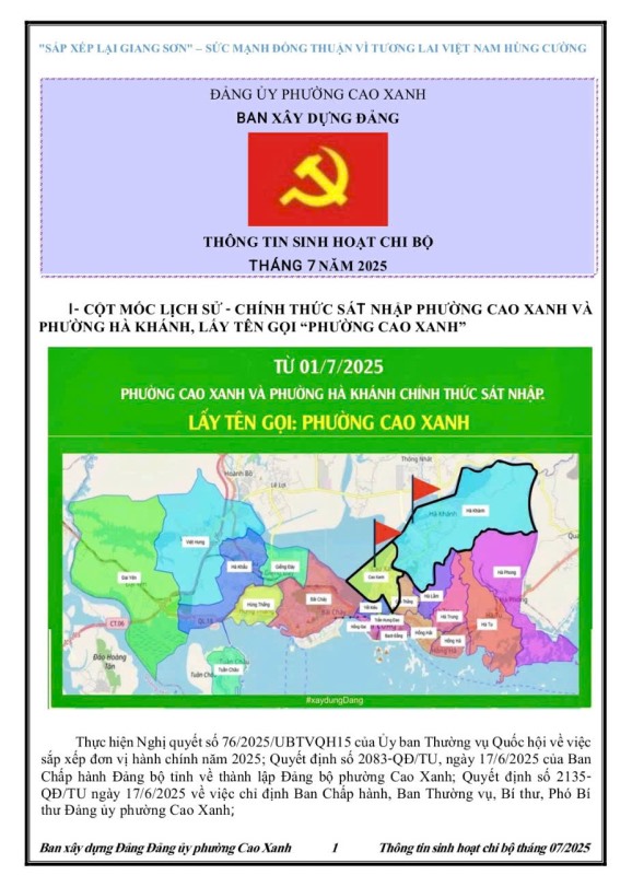 Thông tin sinh hoạt chi bộ tháng 7.2025